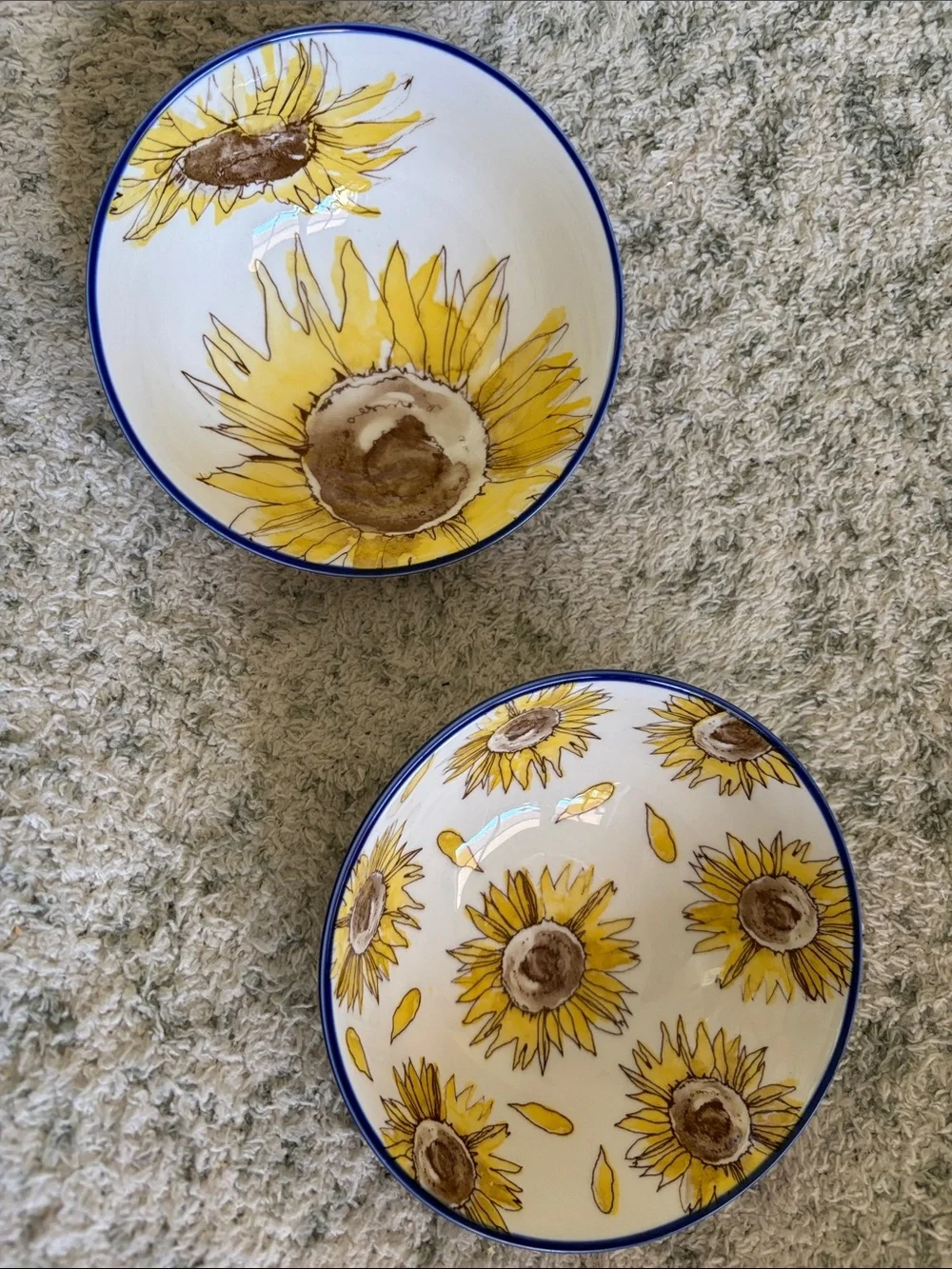 Fig & Fern Sunflower Ceramic Bowls Duo Set of 2 NWT 5x5x2.5”